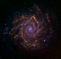 M74 as imaged by the Spitzer Space Telescope