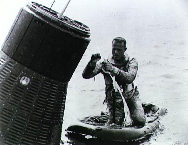 Scott Carpenter after Landing his Space craft manually