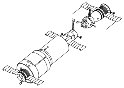 Salyut 1 and Soyuz Drawing