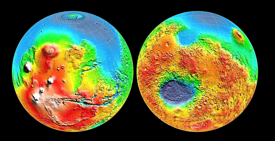 Mars Topgraphic Map - We know far more about Mars' topology than that of our Moon!